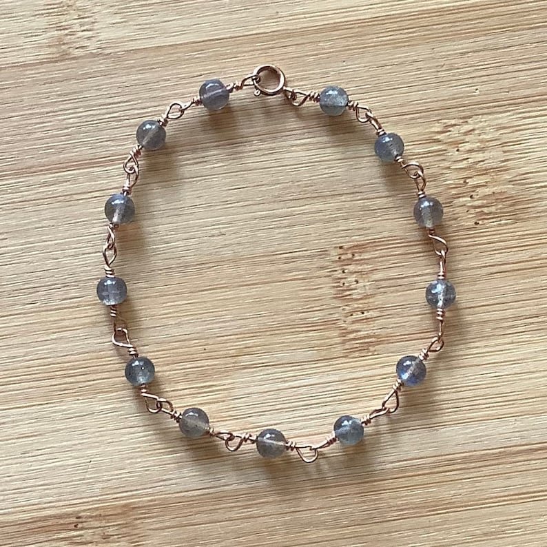 Labradorite Round 4mm Smooth beads adjustable stacking bracelet | STK-3868