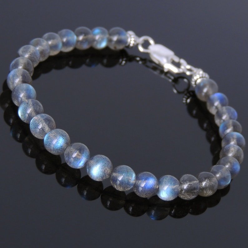 Labradorite Round 8mm Smooth beads adjustable stacking bracelet | STK-3951