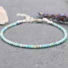 Amazonite Round 2.5mm Faceted beads adjustable stacking bracelet | STK-0090