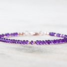 Amethyst Rondelle 2mm Faceted beads adjustable stacking bracelet | STK-0152