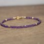 Amethyst Rondelle 2mm Faceted beads adjustable stacking bracelet | STK-0160