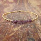 Amethyst Rondelle 2mm Faceted beads adjustable stacking bracelet | STK-0162