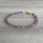 Amethyst Rondelle 3mm Faceted beads adjustable stacking bracelet | STK-0195