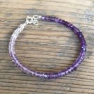 Amethyst Rondelle 3mm Faceted beads adjustable stacking bracelet | STK-0257