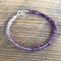 Amethyst Rondelle 3mm Faceted beads adjustable stacking bracelet | STK-0257