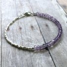 Amethyst Rondelle 3mm Faceted beads adjustable stacking bracelet | STK-0322