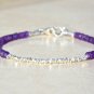 Amethyst Rondelle 3mm Faceted beads adjustable stacking bracelet | STK-0329