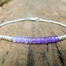 Amethyst Rondelle 3mm Faceted beads adjustable stacking bracelet | STK-0332