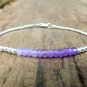Amethyst Rondelle 3mm Faceted beads adjustable stacking bracelet | STK-0332