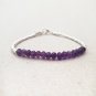 Amethyst Rondelle 3mm Faceted beads adjustable stacking bracelet | STK-0338