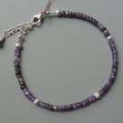 Amethyst Rondelle 3mm Faceted beads adjustable stacking bracelet | STK-0343