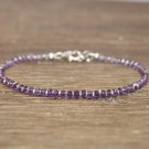 Amethyst Rondelle 2mm Faceted beads adjustable stacking bracelet | STK-0345