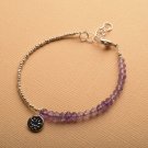 Amethyst Rondelle 3mm Faceted beads adjustable stacking bracelet | STK-0347