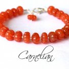 Carnelian Rondelle 8mm Carved beads adjustable stacking bracelet | STK-1896
