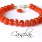 Carnelian Rondelle 8mm Carved beads adjustable stacking bracelet | STK-1896