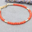 Carnelian Round 3.5mm Faceted beads adjustable stacking bracelet | STK-1916