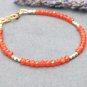 Carnelian Round 3.5mm Faceted beads adjustable stacking bracelet | STK-1916