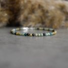Chrysocolla Round 3mm Faceted beads adjustable stacking bracelet | STK-2031