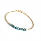 Chrysocolla Round 4mm Faceted beads adjustable stacking bracelet | STK-2045