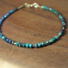 Chrysocolla Round 3mm Faceted beads adjustable stacking bracelet | STK-2046