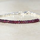 Garnet Rondelle 3.5mm Faceted beads adjustable stacking bracelet | STK-3015