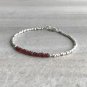 Garnet Rondelle 3-4mm Faceted beads adjustable stacking bracelet | STK-3041