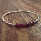 Garnet Rondelle 3.5mm Faceted beads adjustable stacking bracelet | STK-3121