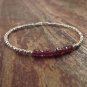 Garnet Rondelle 3.5mm Faceted beads adjustable stacking bracelet | STK-3121