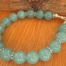 Green Agate Round 12mm Smooth beads adjustable stacking bracelet | STK-3272