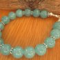Green Agate Round 12mm Smooth beads adjustable stacking bracelet | STK-3272