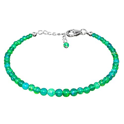 Green Opal Round 2-4mm Smooth beads adjustable stacking bracelet | STK-3407