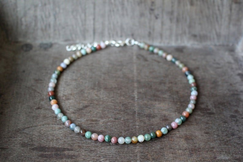 Indian Agate Round 3mm Smooth beads adjustable stacking bracelet | STK-3658