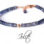 Iolite Rondelle 3.5mm Faceted beads adjustable stacking bracelet | STK-3697