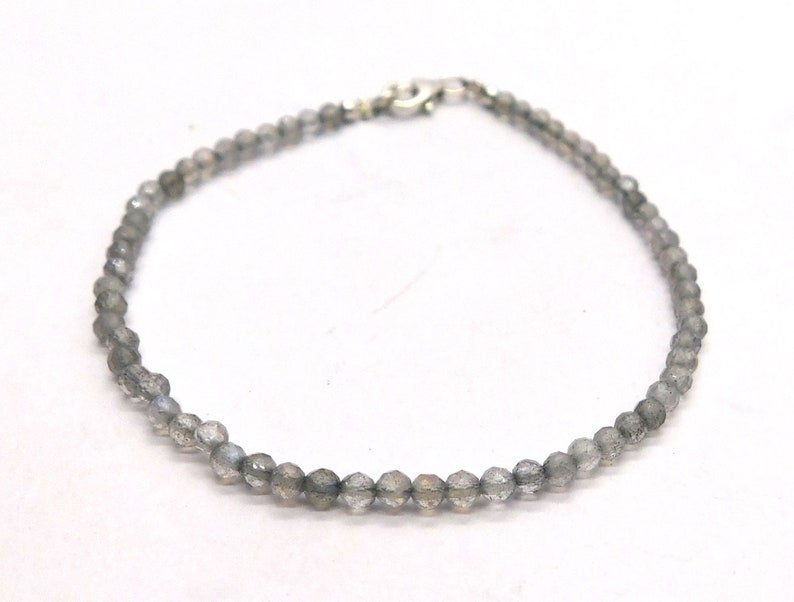 Labradorite Round 3mm Faceted beads adjustable stacking bracelet | STK-3912