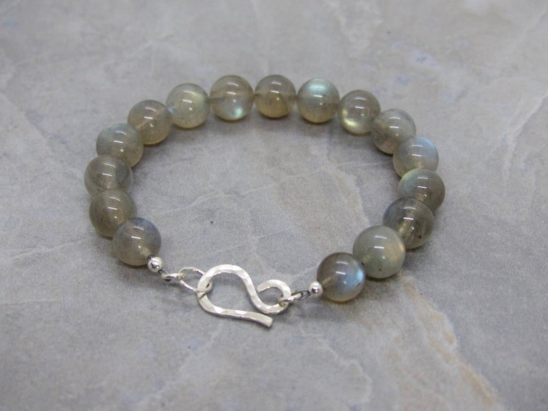 Labradorite Round 10mm Smooth beads adjustable stacking bracelet | STK-3937
