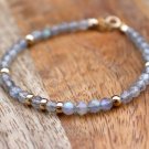 Labradorite Round 4mm Faceted beads adjustable stacking bracelet | STK-4015
