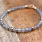 Labradorite Round 4mm Faceted beads adjustable stacking bracelet | STK-4015