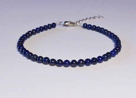 Lapis Lazuli Round 4mm Smooth beads adjustable stacking bracelet | STK-4172