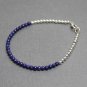 Lapis Lazuli Round 4mm Smooth beads adjustable stacking bracelet | STK-4186