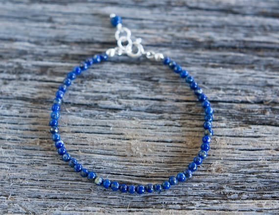 Lapis Lazuli Round 3mm Smooth beads adjustable stacking bracelet | STK-4205