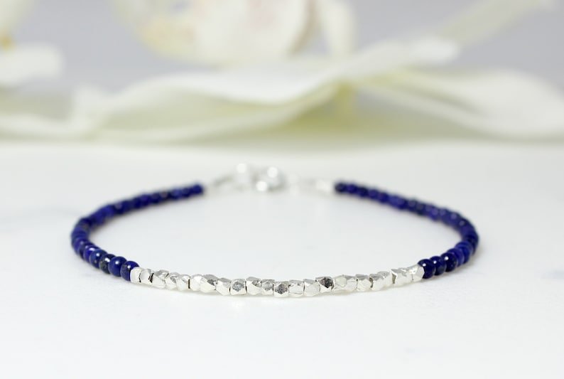 Lapis Lazuli Round 2mm Smooth beads adjustable stacking bracelet | STK-4297