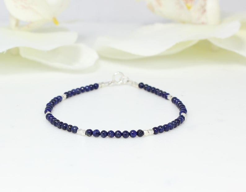 Lapis Lazuli Round 2mm Smooth beads adjustable stacking bracelet | STK-4298