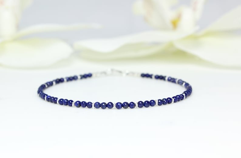 Lapis Lazuli Round 2mm Smooth beads adjustable stacking bracelet | STK-4300