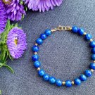 Lapis Lazuli Round 8mm Smooth beads adjustable stacking bracelet | STK-4303