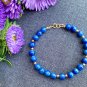 Lapis Lazuli Round 8mm Smooth beads adjustable stacking bracelet | STK-4303