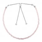 Rose Quartz Round 2mm Faceted beads adjustable stacking bracelet | STK-5341