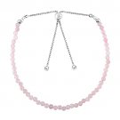Rose Quartz Round 3mm Faceted beads adjustable stacking bracelet | STK-5342