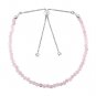 Rose Quartz Round 3mm Faceted beads adjustable stacking bracelet | STK-5342