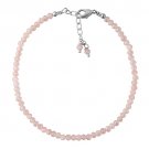 Rose Quartz Round 3mm Faceted beads adjustable stacking bracelet | STK-5345