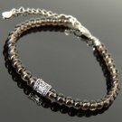 Smoky Quartz Round 6mm Smooth beads adjustable stacking bracelet | STK-5467